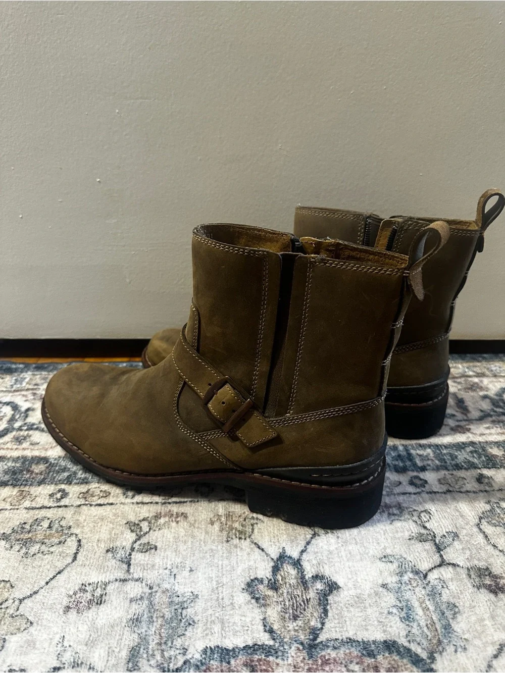 Clarks Men's Brown Leather Ankle Biker Boots Zip Closure Buckle US 11 M